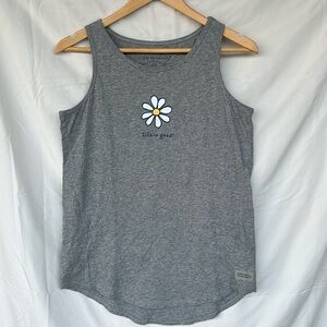 Life Is Good Crusher Tank Heather Grey Sleeveless LIG Daisy Size Medium M